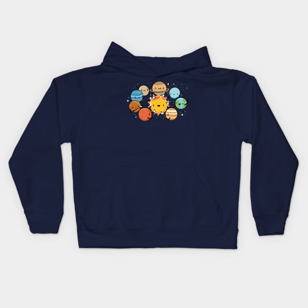 Planets Camping Kids Hoodie by wawawiwa